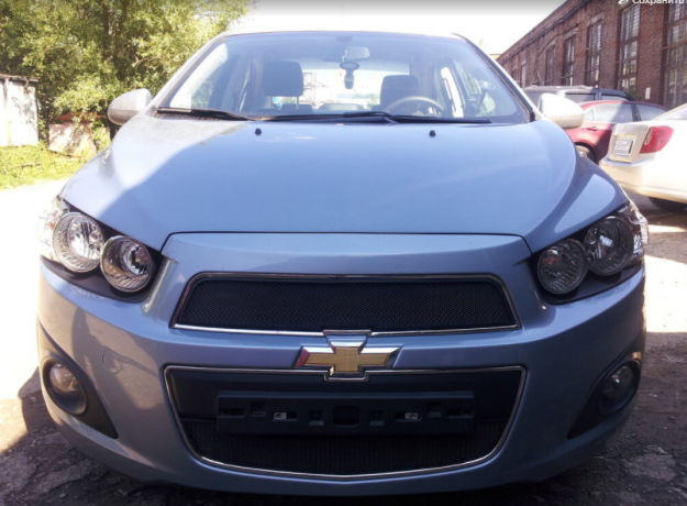Защита радиатора "Standart" Chevrolet Aveo (2011-2015) верх, чёрная купить недорого с доставкой в Губкин