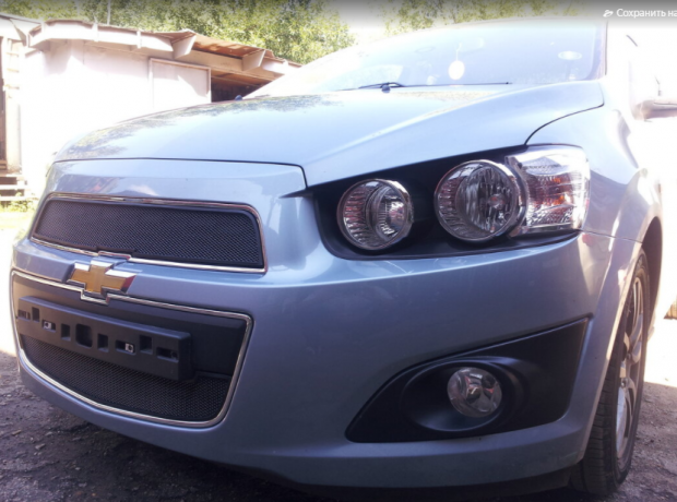 Защита радиатора "Standart" Chevrolet Aveo (2011-2015) верх, чёрная купить недорого с доставкой в Губкин