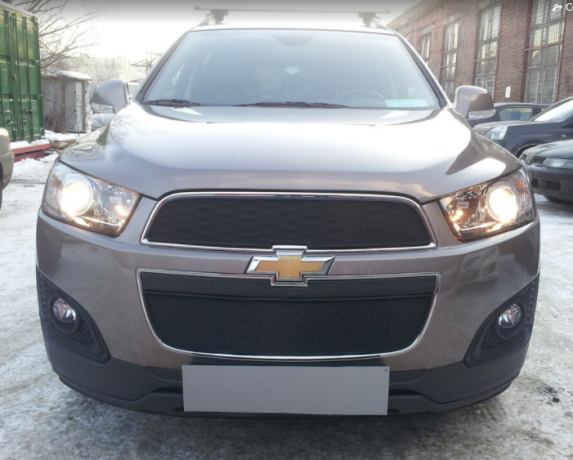 Защита радиатора "Standart" Chevrolet Captiva рестайлинг (2013-2015) чёрная купить недорого с доставкой в Губкин