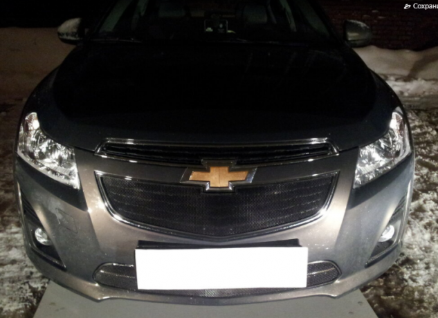 Защита радиатора "Standart" Chevrolet Cruze (2012-2015) верх, чёрная купить недорого с доставкой в Губкин