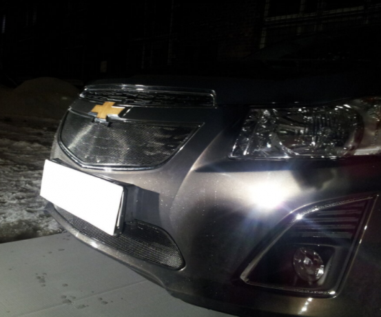 Защита радиатора "Standart" Chevrolet Cruze (2012-2015) верх, чёрная купить недорого с доставкой в Губкин
