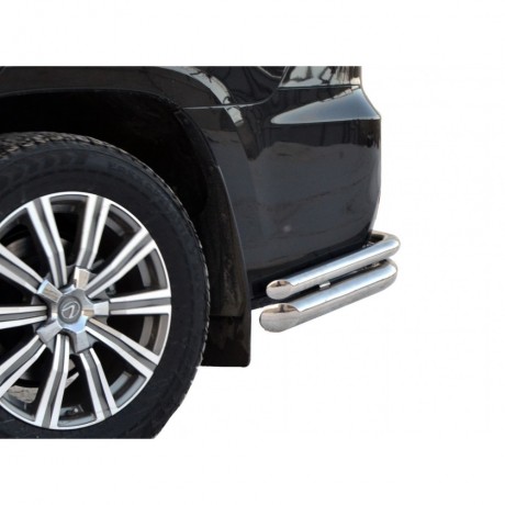 Защита заднего бампера «Уголки двойные» (d76\51) для Lexus LX 450d (2016-н.в)(Окрашенное) купить недорого с доставкой в Губкин
