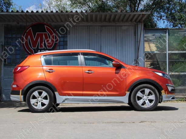Накладки на пороги "JSW Style" для KIA Sportage (3rd) (2010-2016) купить недорого с доставкой в Губкин