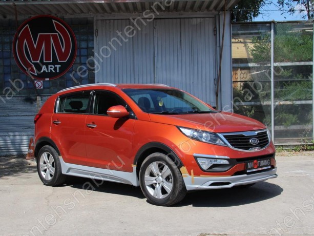 Накладки на пороги "JSW Style" для KIA Sportage (3rd) (2010-2016) купить недорого с доставкой в Губкин
